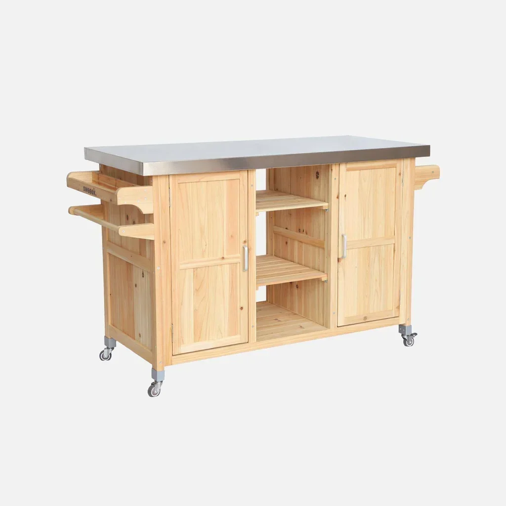 Cuisine de jardin en bois sapin 2 poignées 7 rangements L130 cm Lotus