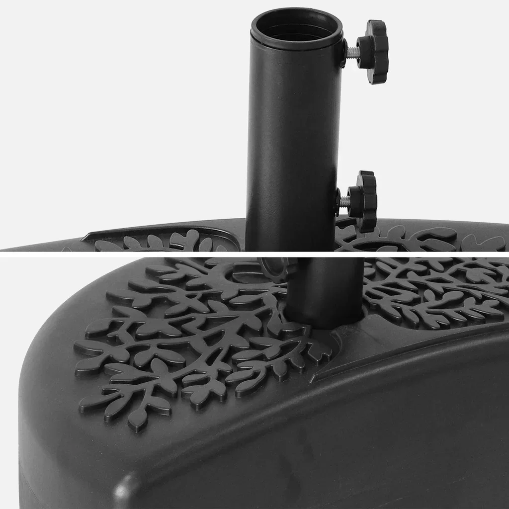 Demi-base plastique pour parasol à mât central remplissable sable 38-48mm motif feuillage terrasse balcon