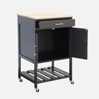 Carrello cucina legno hevea 56 cm con cassetto e ruote