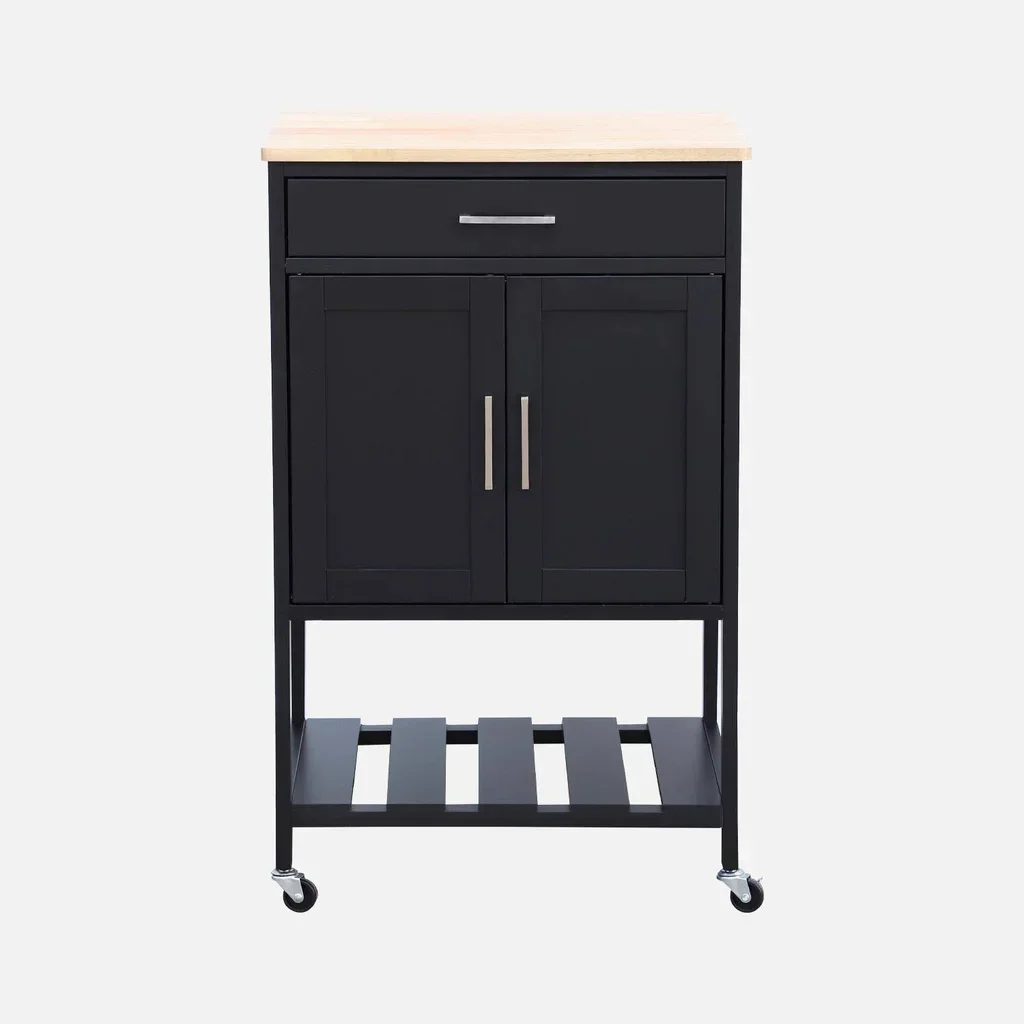 Carrello cucina legno hevea 56 cm con cassetto e ruote