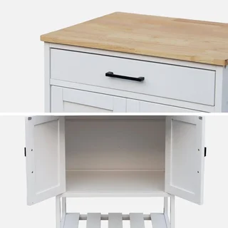 Carrello cucina legno massello hevea 56 cm piano nero con ripiano e ruote