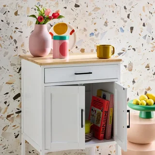 Carrello cucina legno massello hevea 56 cm piano nero con ripiano e ruote