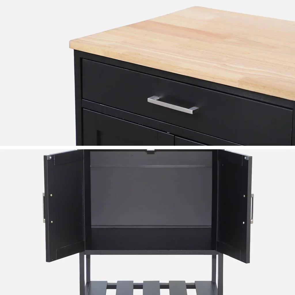 Carrello cucina legno hevea 56 cm con cassetto e ruote