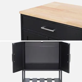Carrello cucina legno hevea 56 cm con cassetto e ruote