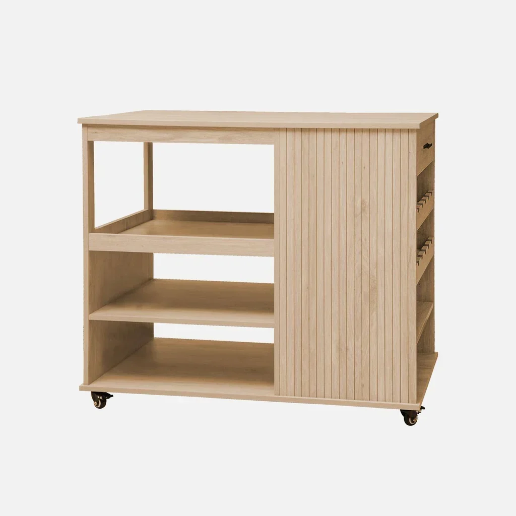 Desserte cuisine bois 5 étagères rangement bouteilles roulettes 100 cm