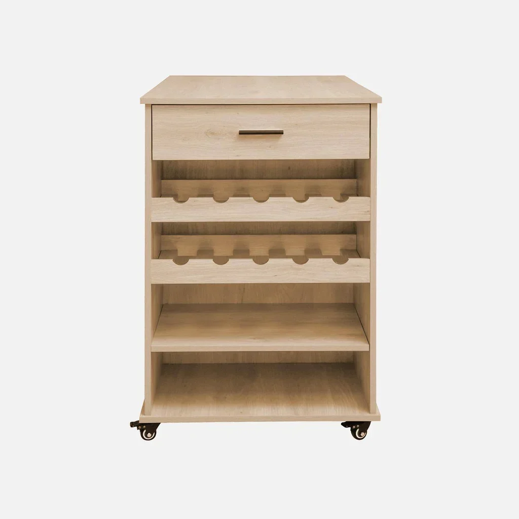 Desserte cuisine bois 5 étagères rangement bouteilles roulettes 100 cm