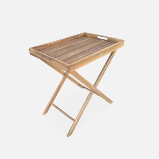Wooden Garden Trolley Cart Acacia Wood Murcia Removable Tray Folding Outdoor Serving Cart