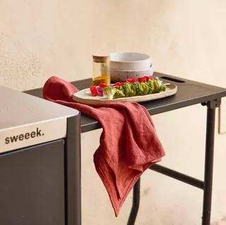 Klappbarer Edelstahl-Garten-Servierwagen 94,5 cm mit klappbarem Regal und Rollen