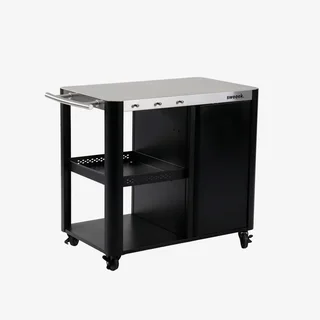 Klappbarer Edelstahl-Garten-Servierwagen 94,5 cm mit klappbarem Regal und Rollen