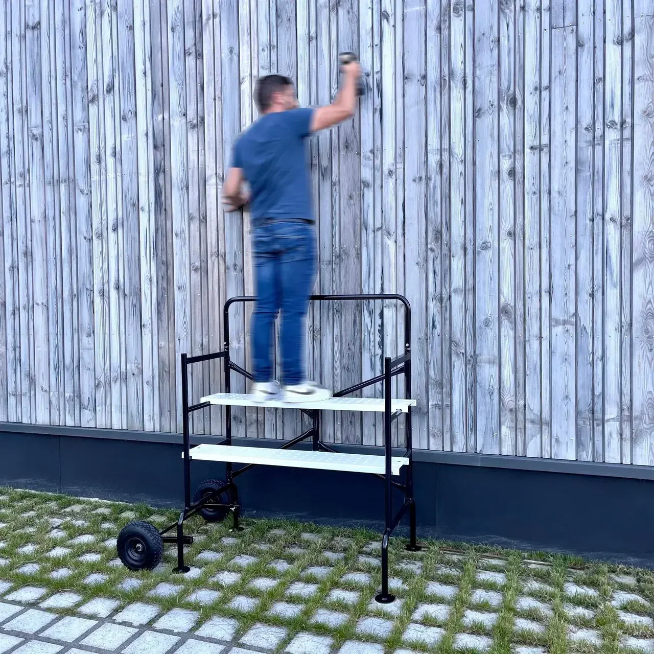 Échafaudage roulant pliable double niveau professionnel 2,5m 150kg