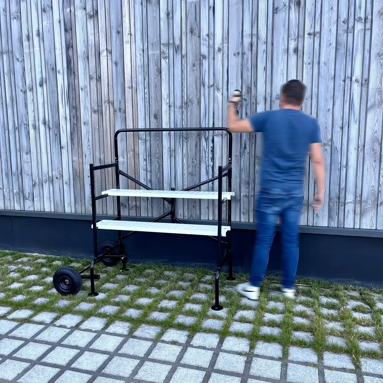 Échafaudage roulant pliable double niveau professionnel 2,5m 150kg