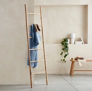 Échelle décorative bambou 6 barreaux - Accessoire déco bois naturel Fidji