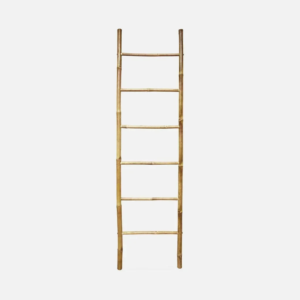 Échelle décorative bambou 6 barreaux - Accessoire déco bois naturel Fidji