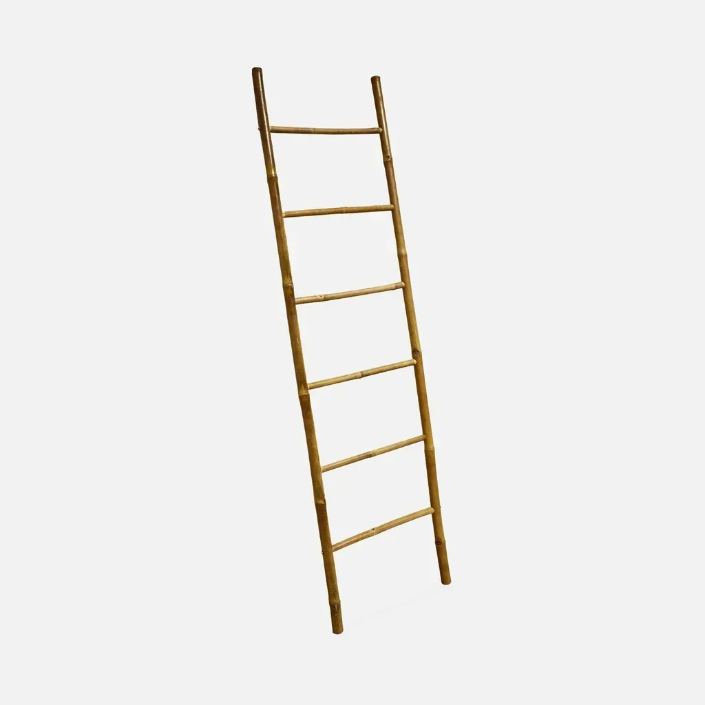 Échelle décorative bambou 6 barreaux - Accessoire déco bois naturel Fidji