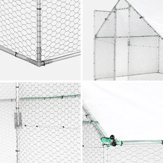 Enclos acier galvanisé 12m² pour poulailler et volière 10-14 poules