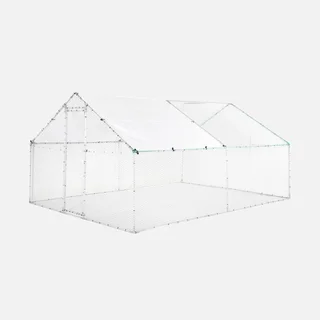 Enclos acier galvanisé 12m² pour 10-14 poules avec bâche anti-UV