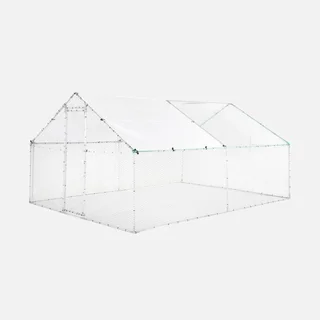 Enclos acier galvanisé 12m² pour 10-14 poules avec bâche anti-UV