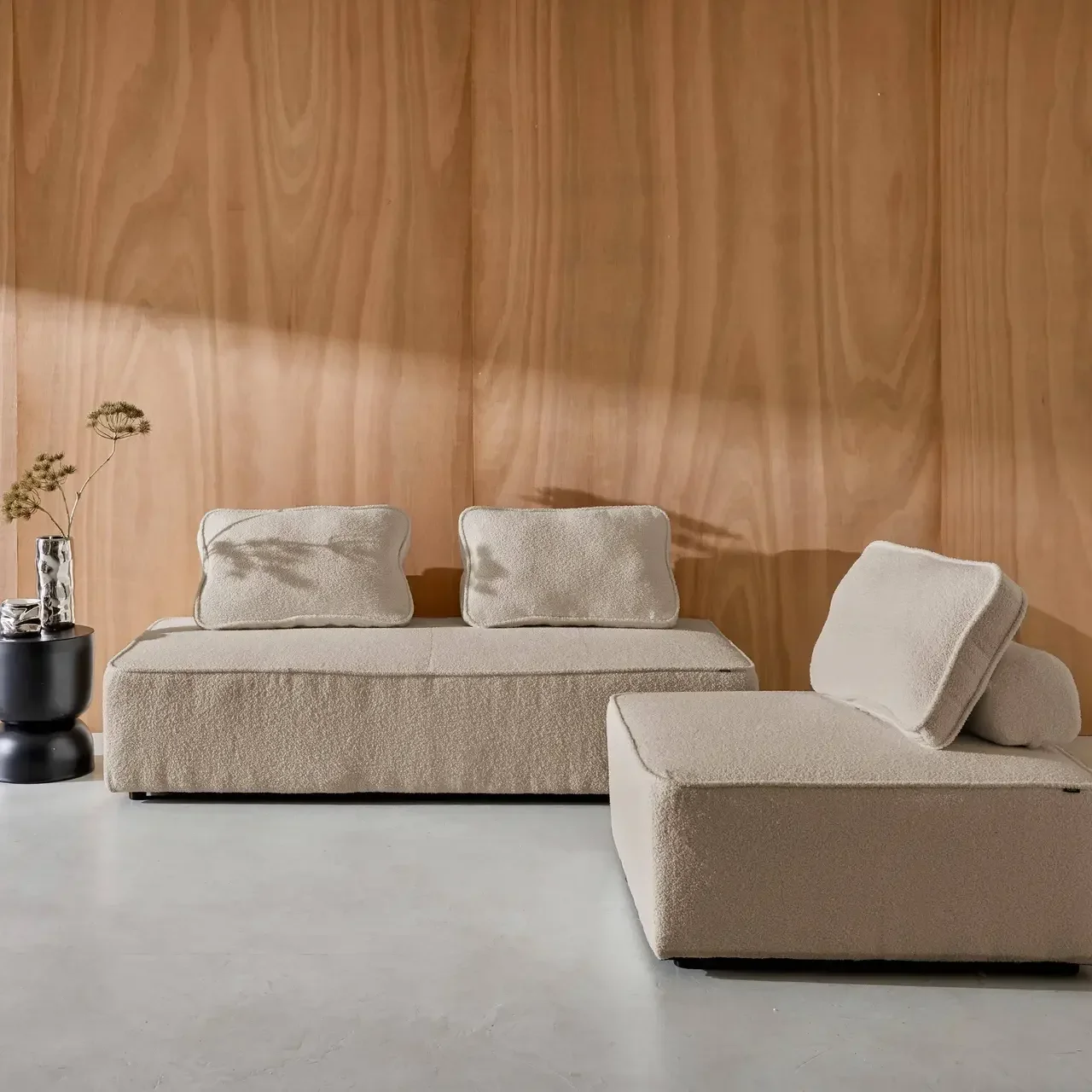 Ensemble 3 chauffeuses modulables bouclette Bao vintage confort