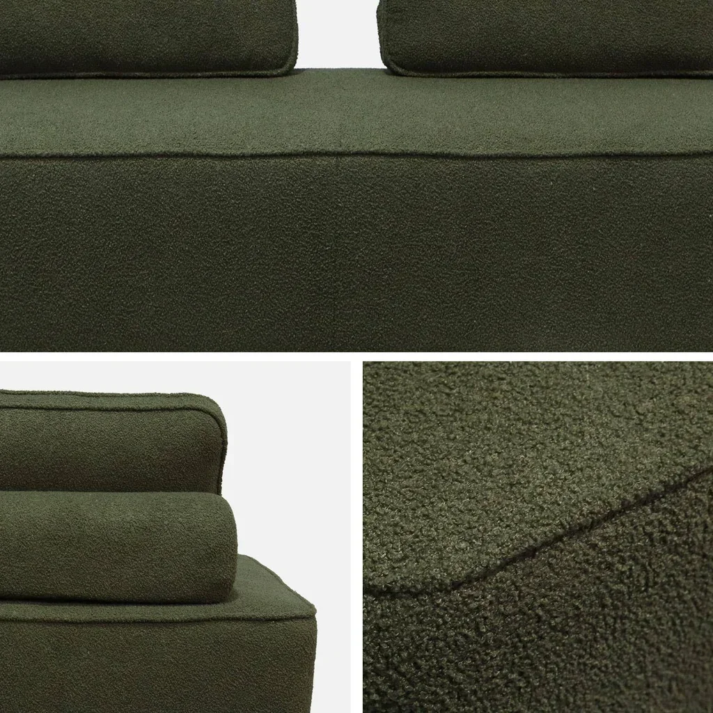 Ensemble 3 chauffeuses modulables bouclette canapé Bao vintage confort