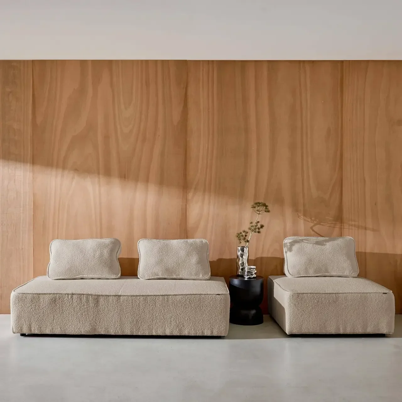 Ensemble 3 chauffeuses modulables bouclette Bao vintage confort