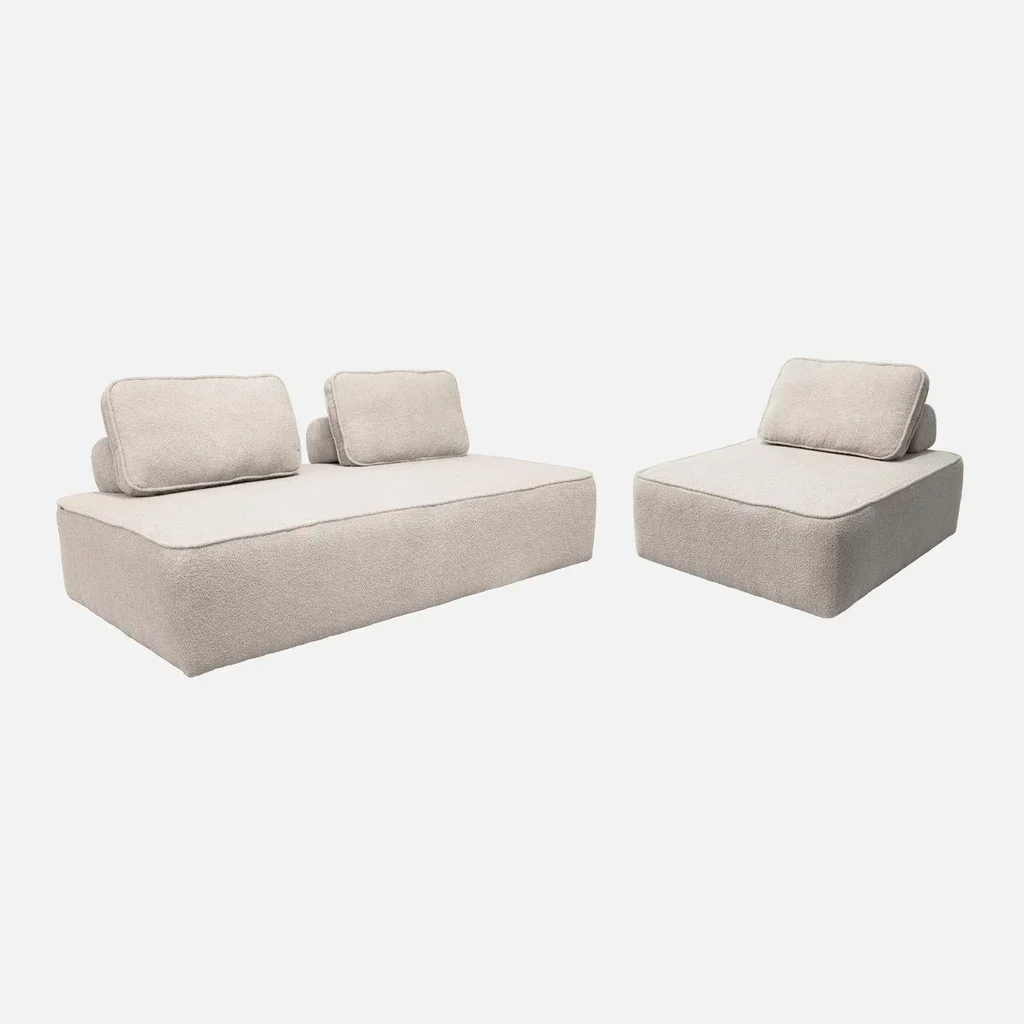 Ensemble 3 chauffeuses modulables bouclette Bao vintage confort