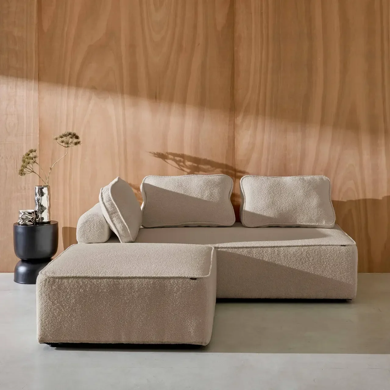 Ensemble 3 chauffeuses modulables bouclette Bao vintage confort
