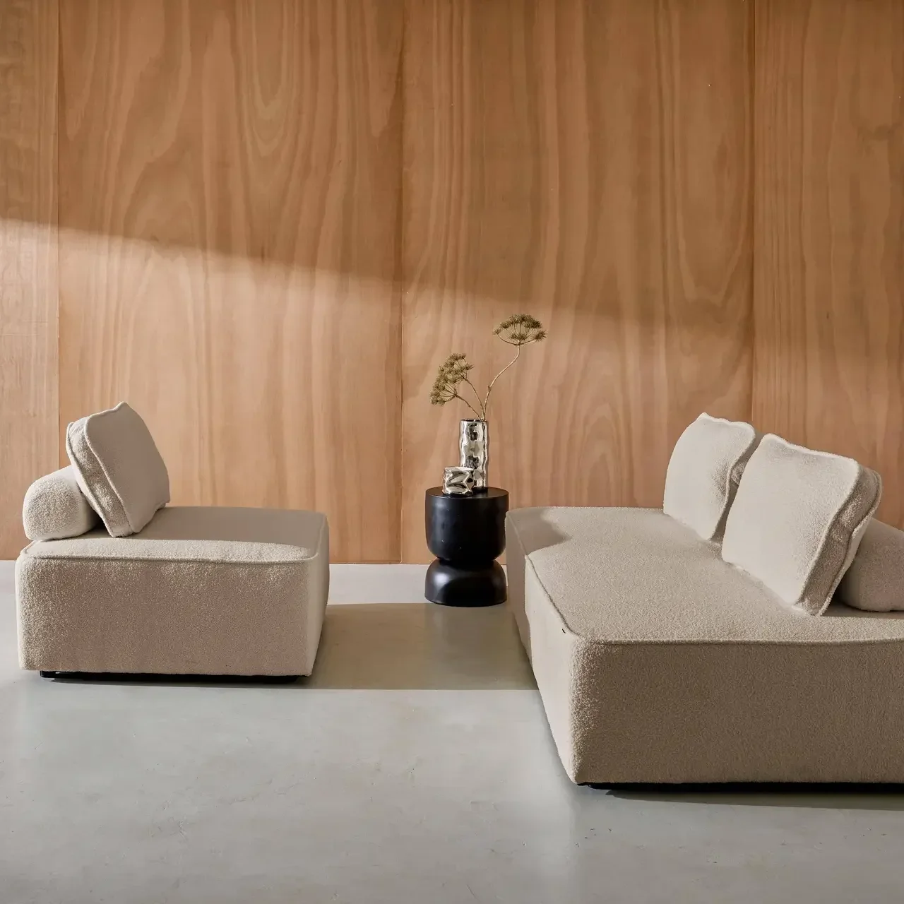 Ensemble 3 chauffeuses modulables bouclette Bao vintage confort