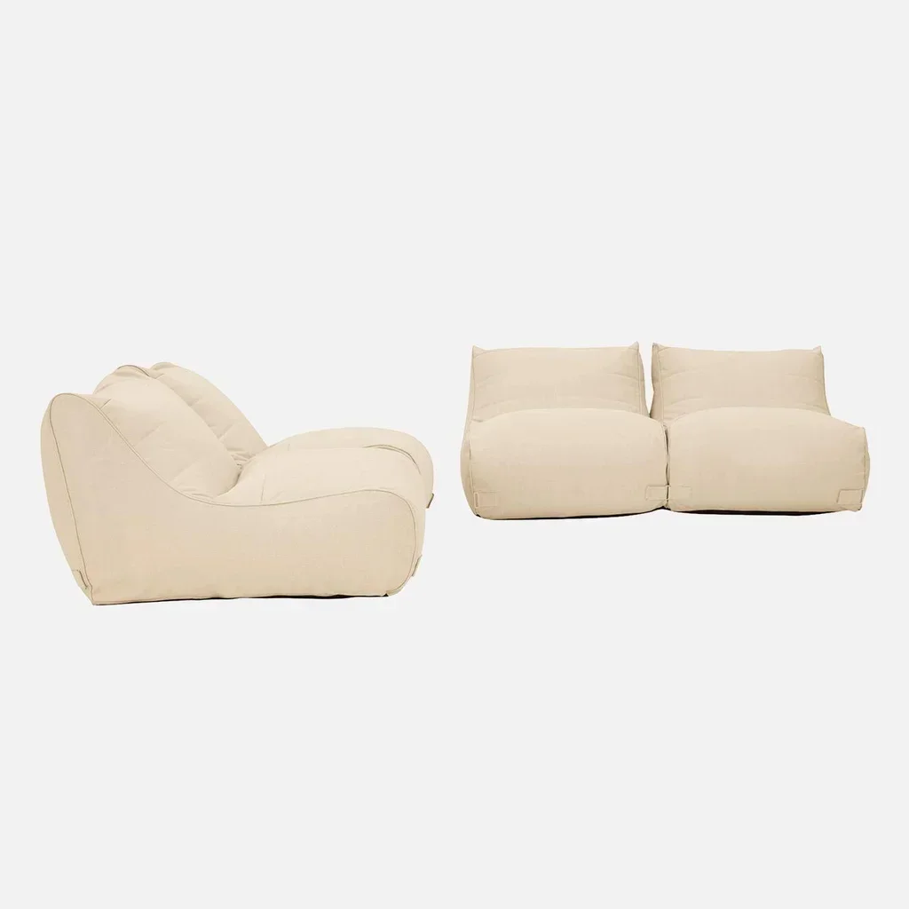Ensemble de 4 chauffeuses de jardin tissu oléfine beige