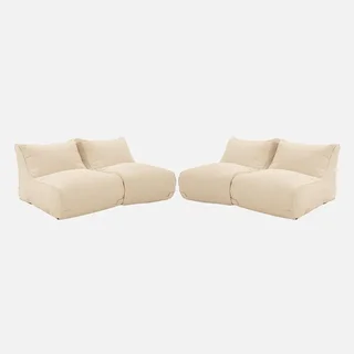 Ensemble de 4 chauffeuses de jardin tissu oléfine beige