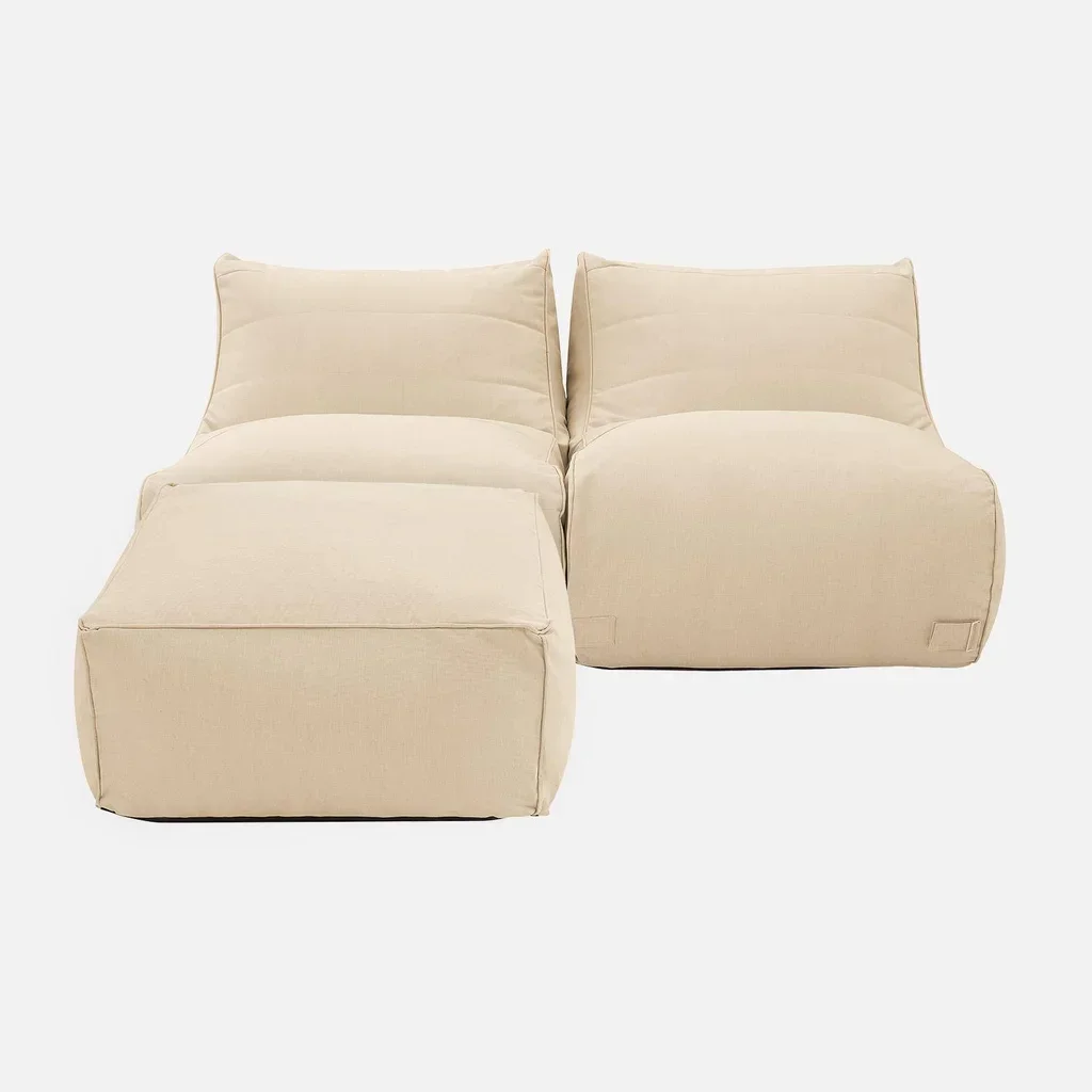 Ensemble chauffeuse et repose-pieds extérieur oléfine beige