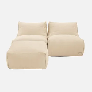 Set Poltrona e Poggiapiedi da Esterno in Olefin Beige