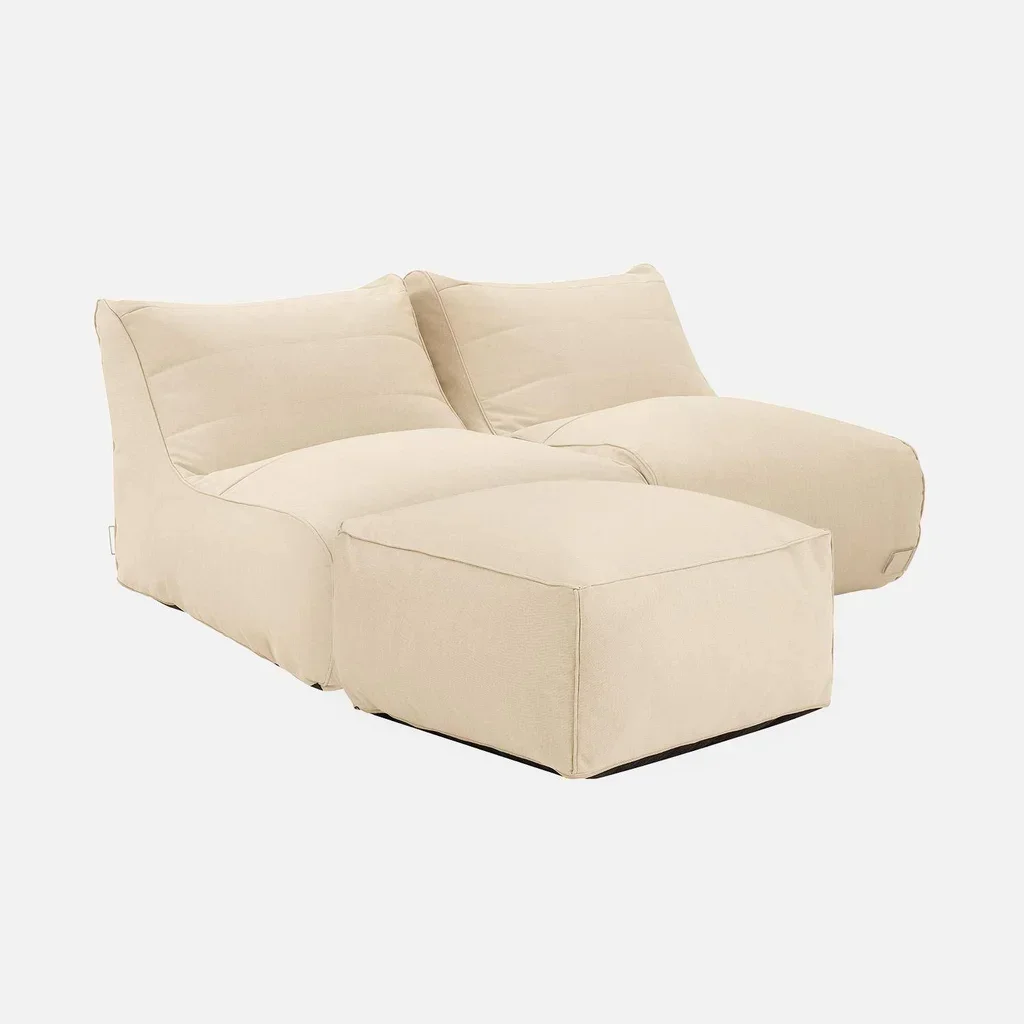 Ensemble chauffeuse et repose-pieds extérieur oléfine beige