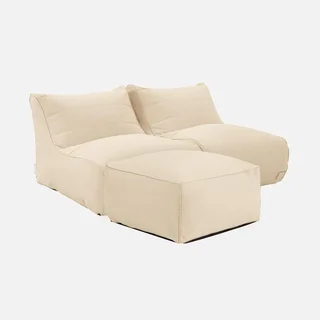 Set Poltrona e Poggiapiedi da Esterno in Olefin Beige