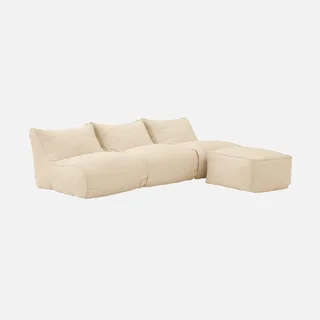 Ensemble chauffeuse et repose-pieds extérieur beige oléfine confort