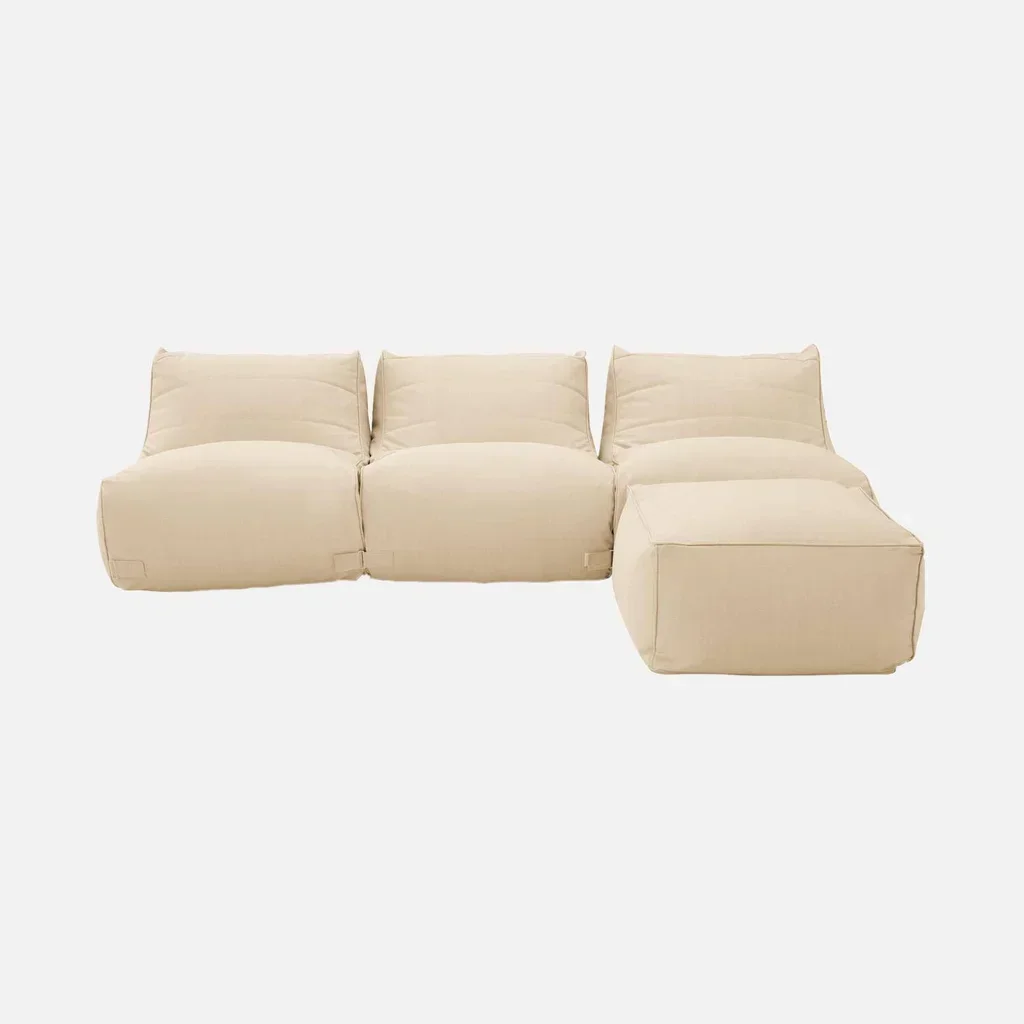 Ensemble chauffeuse et repose-pieds extérieur beige oléfine confort