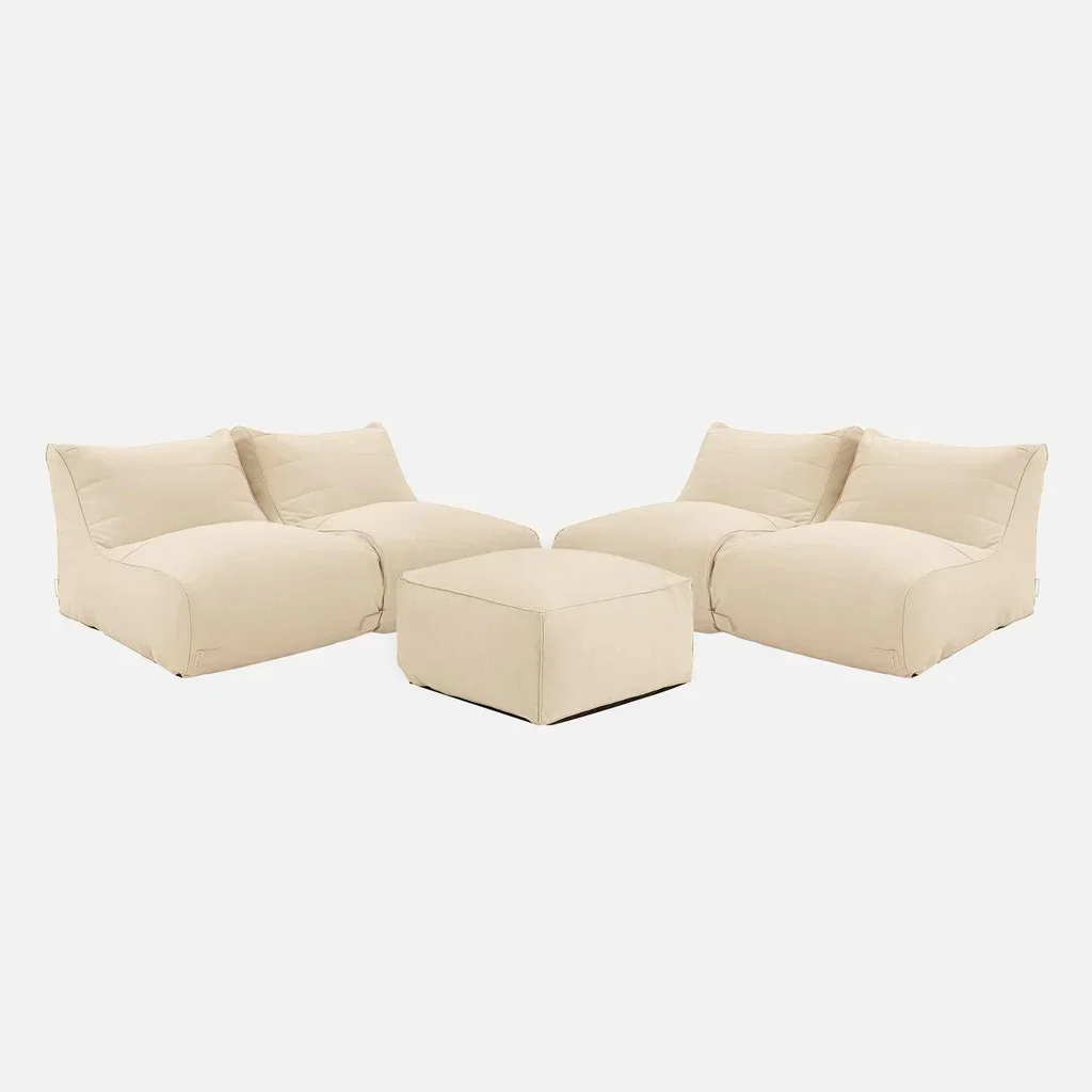 Ensemble chauffeuse repose-pieds extérieur oléfine beige