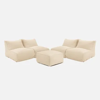 Ensemble chauffeuse repose-pieds extérieur oléfine beige