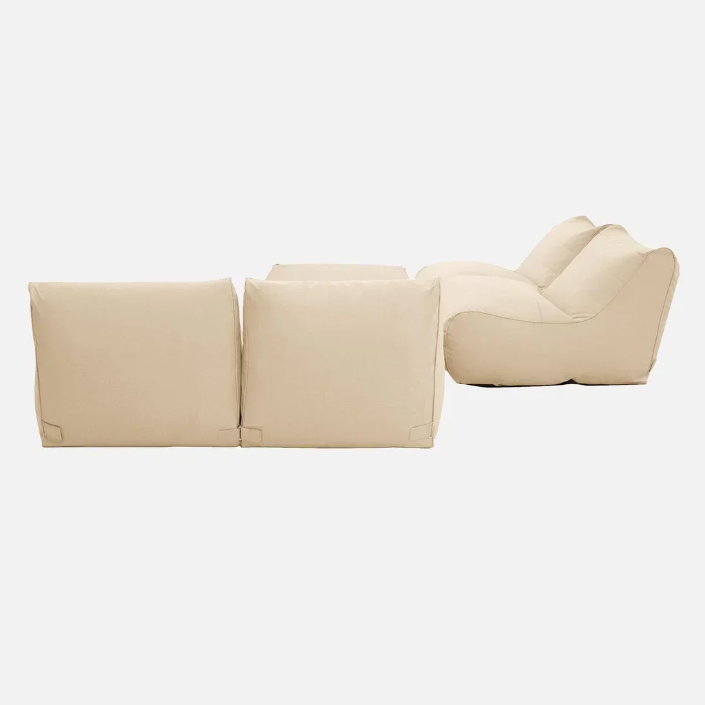 Ensemble chauffeuse repose-pieds extérieur oléfine beige