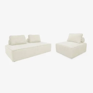 3-Sitzer Modulares Vintage Cord-Samt Sofa Set Lao