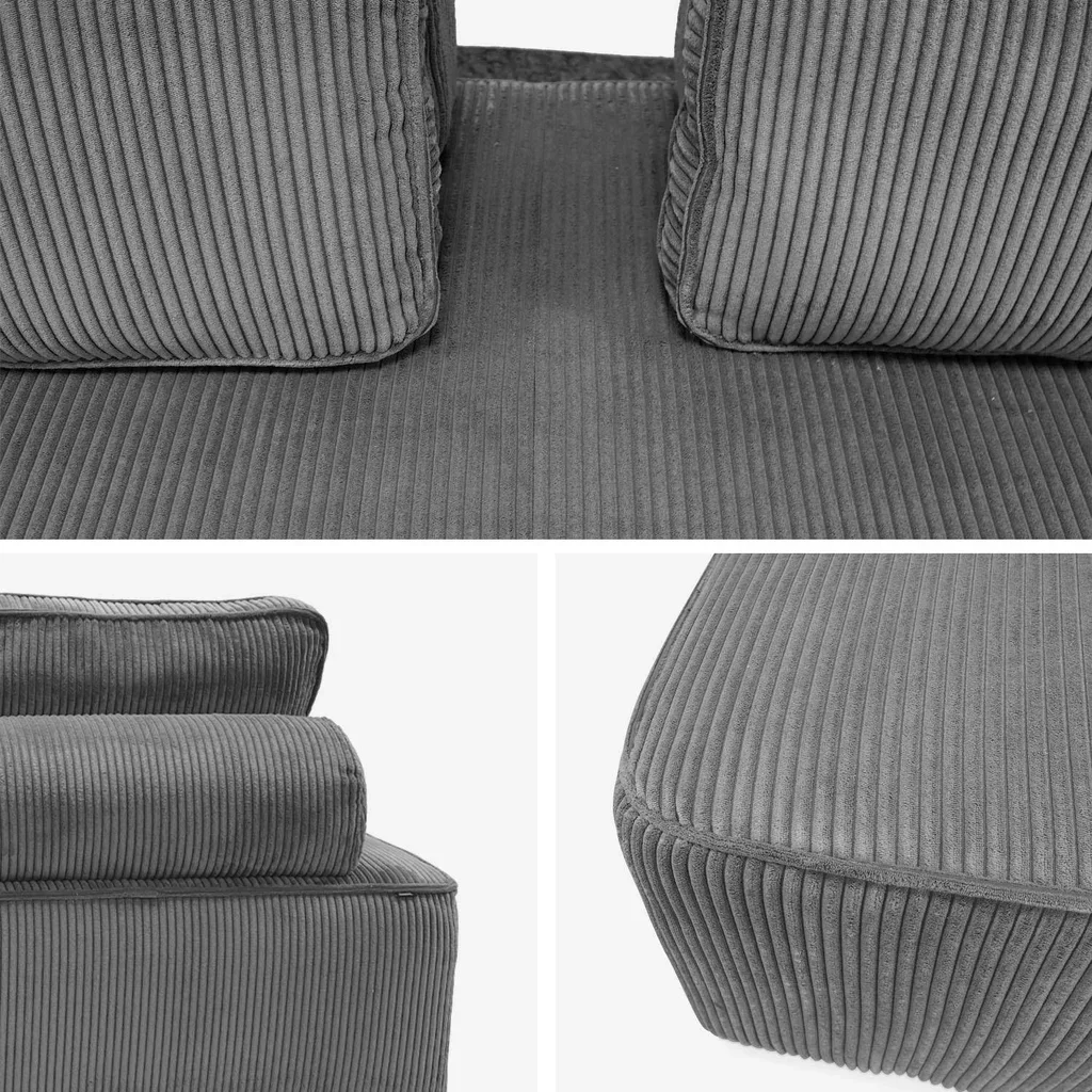 3-Sitzer Modulares Vintage Cord-Samt Sofa Set Lao