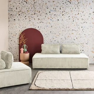 3-Sitzer Modulares Vintage Cord-Samt Sofa Set Lao