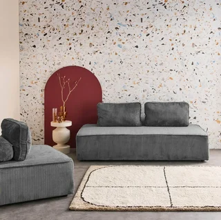 3-Sitzer Modulares Vintage Cord-Samt Sofa Set Lao