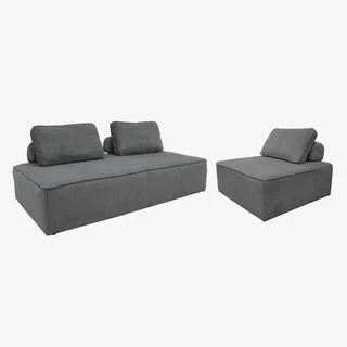 3-Sitzer Modulares Vintage Cord-Samt Sofa Set Lao