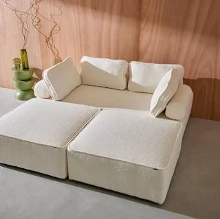 Set di poltrone modulari 4 posti tessuto bouclé crema vintage Bao