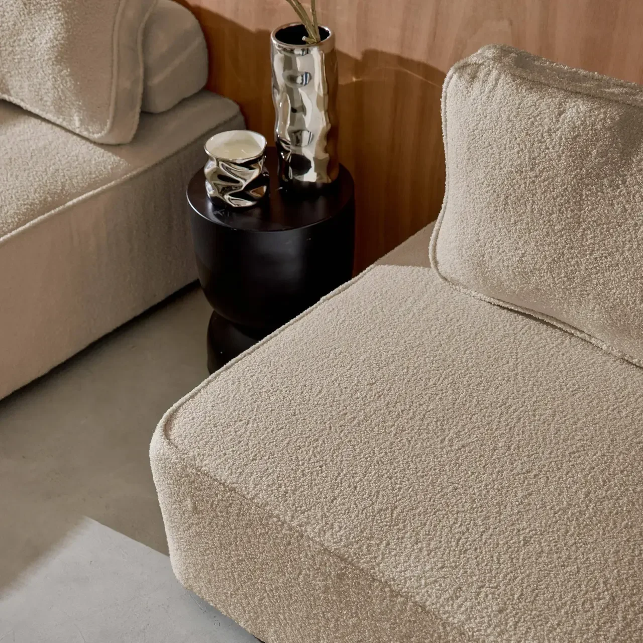 Set poltrone modulari 4 posti tessuto bouclé Bao