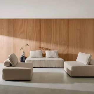 Set poltrone modulari 4 posti tessuto bouclé Bao