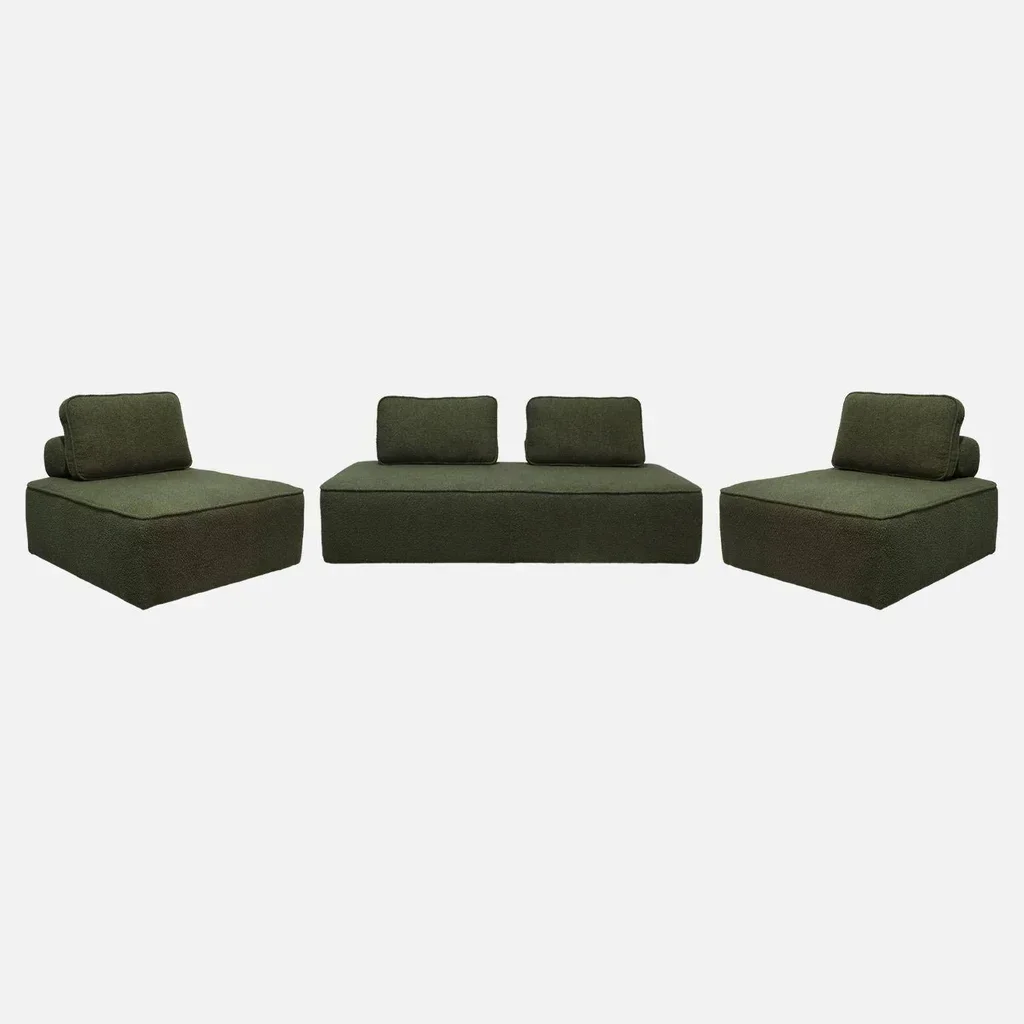 Set di 4 poltrone modulari in tessuto bouclé crema Bao