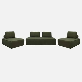 Set di 4 poltrone modulari in tessuto bouclé crema Bao