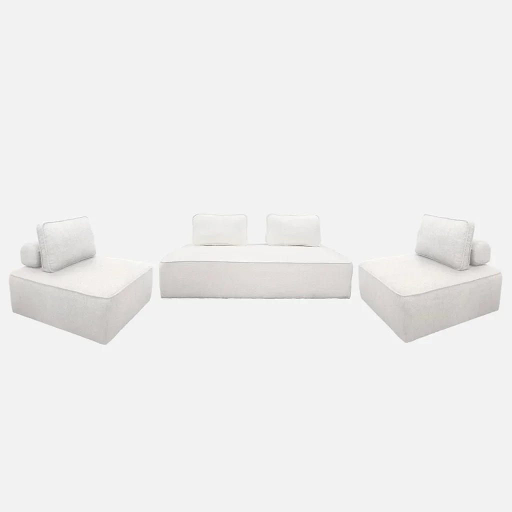Set di poltrone modulari 4 posti tessuto bouclé crema vintage Bao