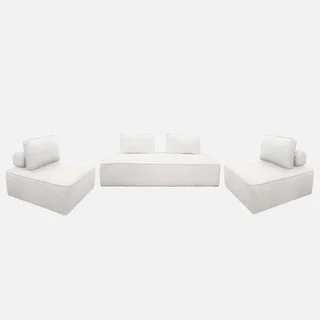 Set di poltrone modulari 4 posti tessuto bouclé crema vintage Bao